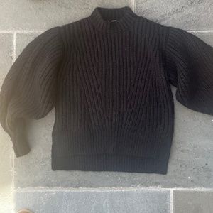 Ulla Johnson heavy black alpaca puff sleeve sweater Size P